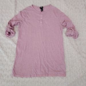 H&M Pink Short/Long Tab Sleeve Henley Shirt Small Minimalist Casual